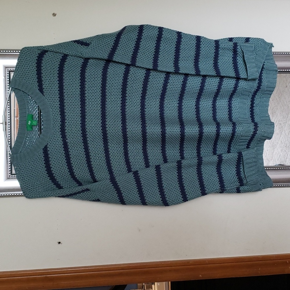 Dip Brand Loose Knit Pullover Sweater. Navy and Aqua. 2X